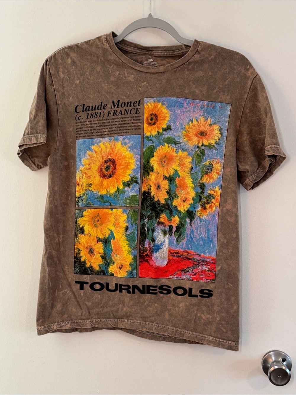 Claude Monet Sunflowers Graphic Tee - Brown